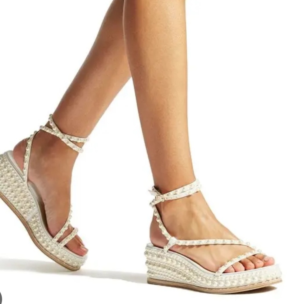 Jimmy Choo Drive 60 embellished satin wedge sandals